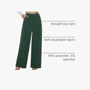 Straight Leg High-Rise Pants in Deep Green
